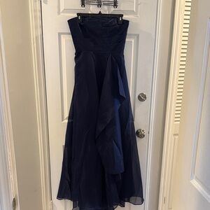 Donna Karan Strapless Navy Evening Gown